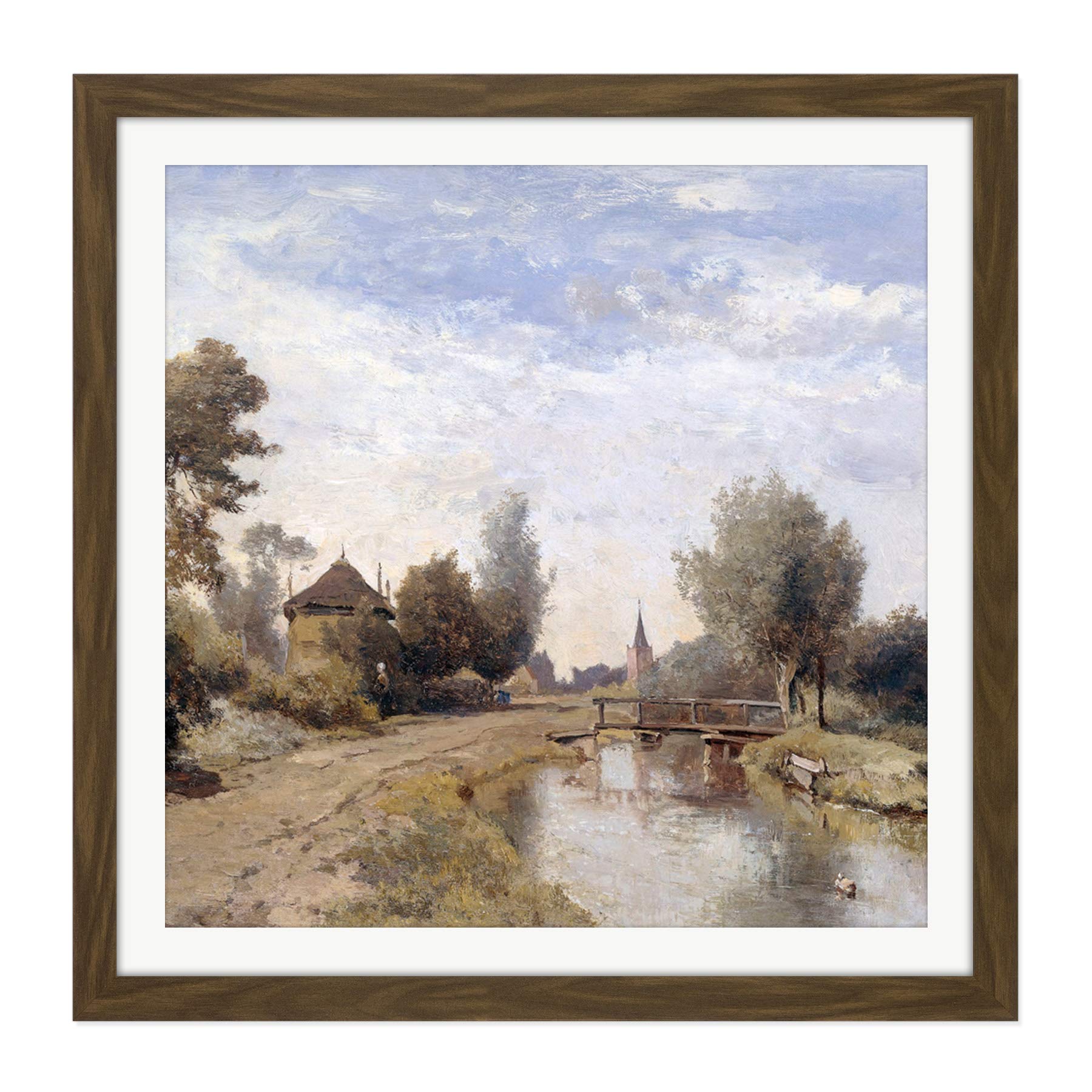 Artery8 Paul Gabriel Landscape Near Kortenhoef Painting Square Wooden Framed Wall Art Print Picture 16X16 Inch