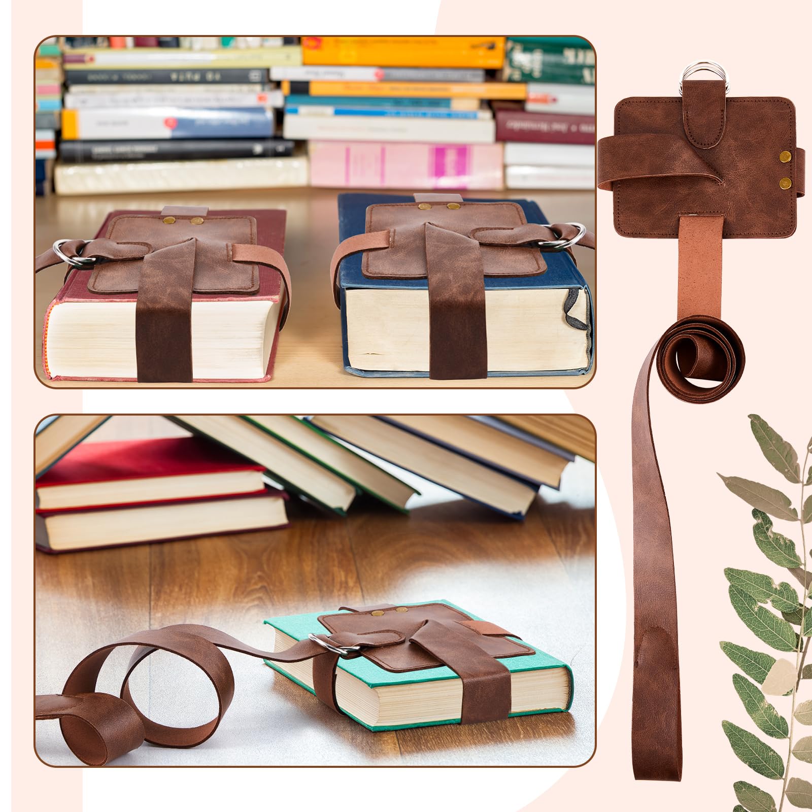 2 correas ajustables para libros de 4 x 5 x 53 pulgadas, soporte de cuero para cinturón renacentista, hecho a mano, Steampunk para amantes de la lectura, regalos, bibliotecas, lectores,
