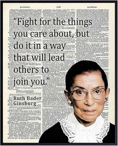 Ruth Bader Ginsburg - Arte de pared con cita motivacional RBG, decoración del hogar, decoración de habitación para oficina, dormitorio, regalo