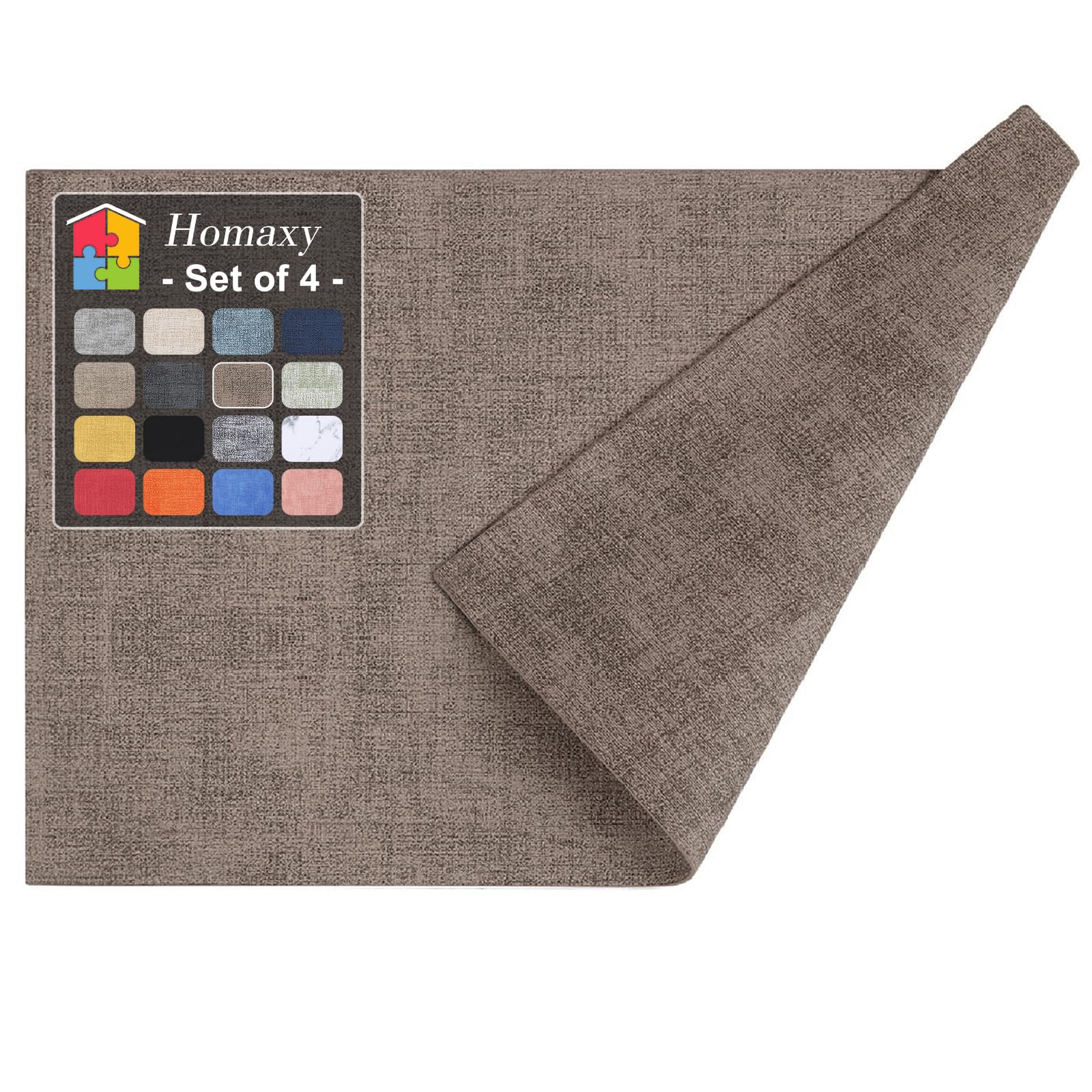 Homaxy Faux Leather Heat Resistant Placemats for Dining Table Set of 4, Waterproof Wipeable Washable PU Table Mats, Easy to Clean Anti-Slip Place Mats