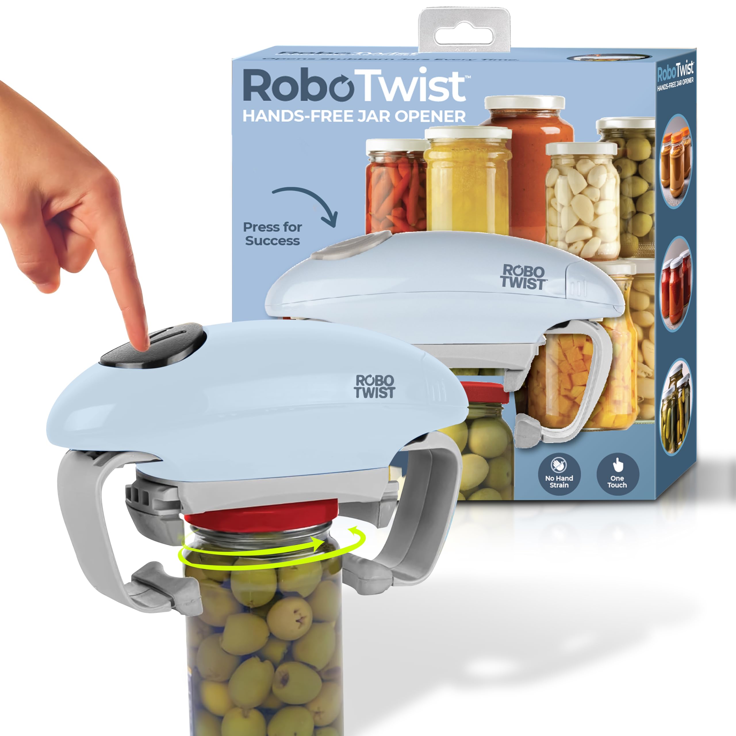 Robotwist Electric Jar Opener for Seniors with Arthritis, Automatic Jar Openers for Seniors with Improved Torque, Electric Easy Jar Lid Opener – Works on All Jar Sizes, As Seen on TV Products