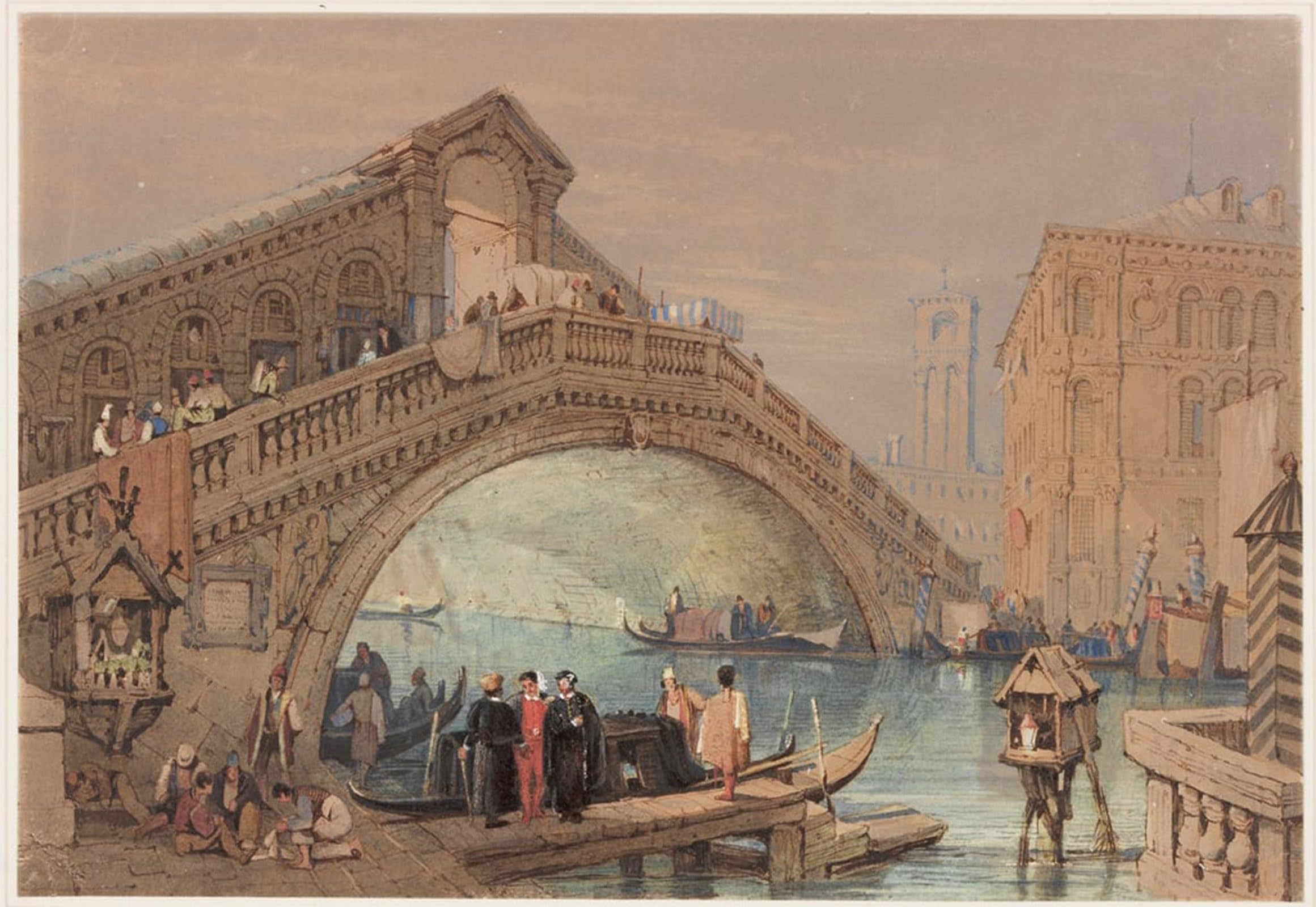 POSTERIIk Vintage Print Pop Art Landscape Artwork the Rialto Venice by Samuel Prout Art Prints for Office Home Decor 60x90cm