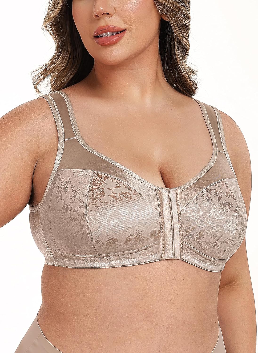 Wingslove Women's Full Coverage Front Closure Minimizer Bra Plus Size Wirefree Bras Comfort Non Padded Wide Straps Support - Image 2