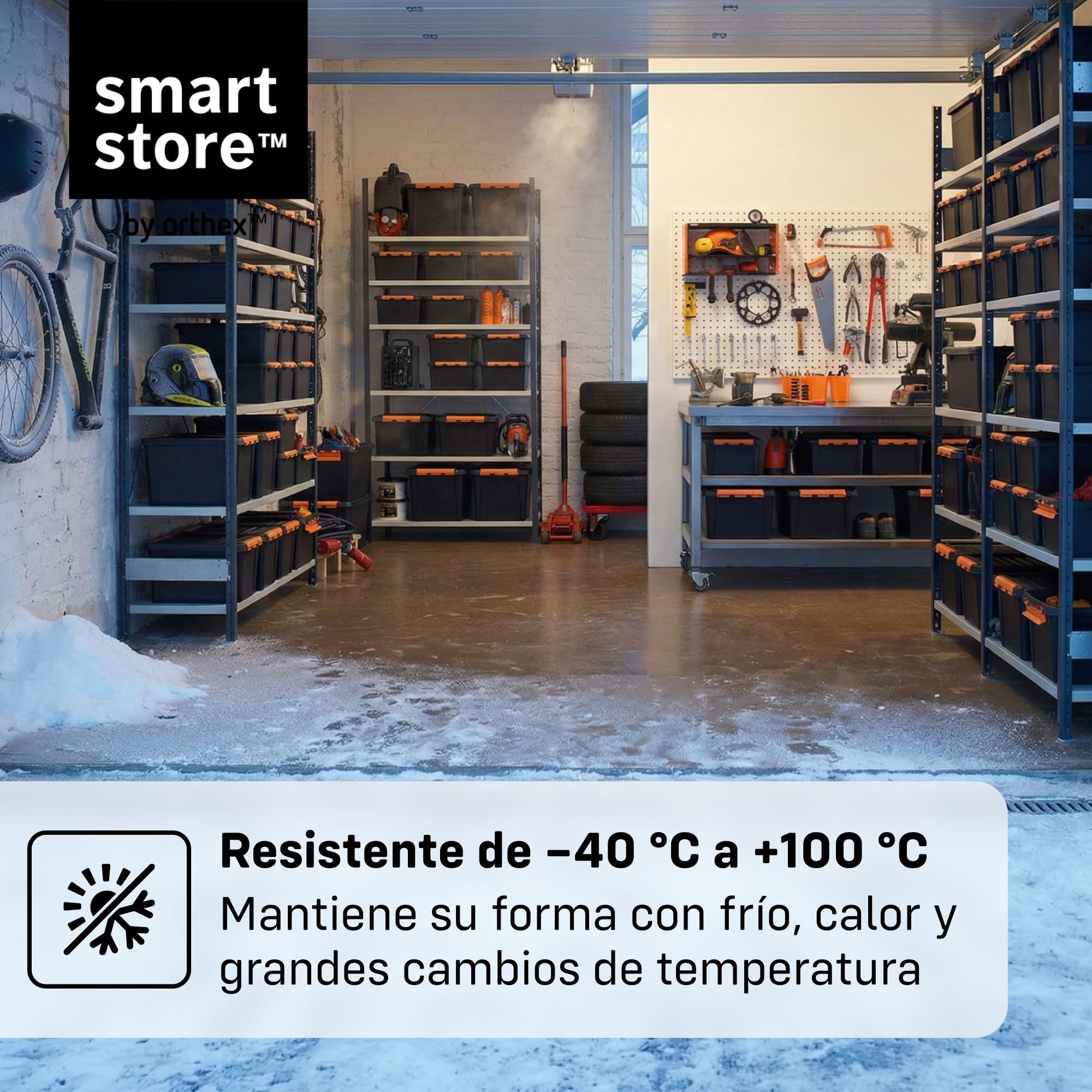 SmartStore Caja Almacenaje Resistente con Tapa I 31L I Pack 6 Cajas Apilables I Garaje Taller Mudanza I Cierre Clip I Made in Sweden I Negra I 50 x 39 x 26 cm