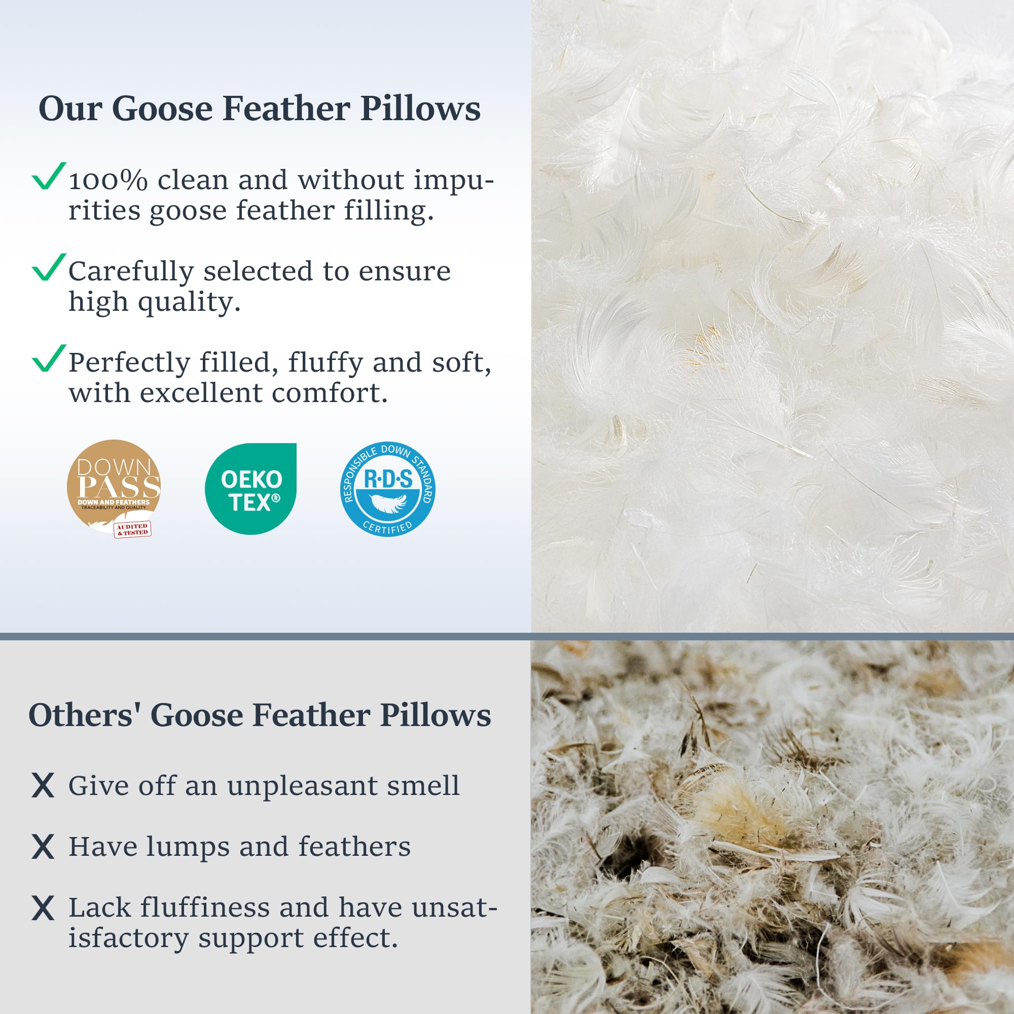 COZSINOOR Goose Down Feather Pillows Queen Size Set of 2 - Hotel Down Bed Pillow — product photo