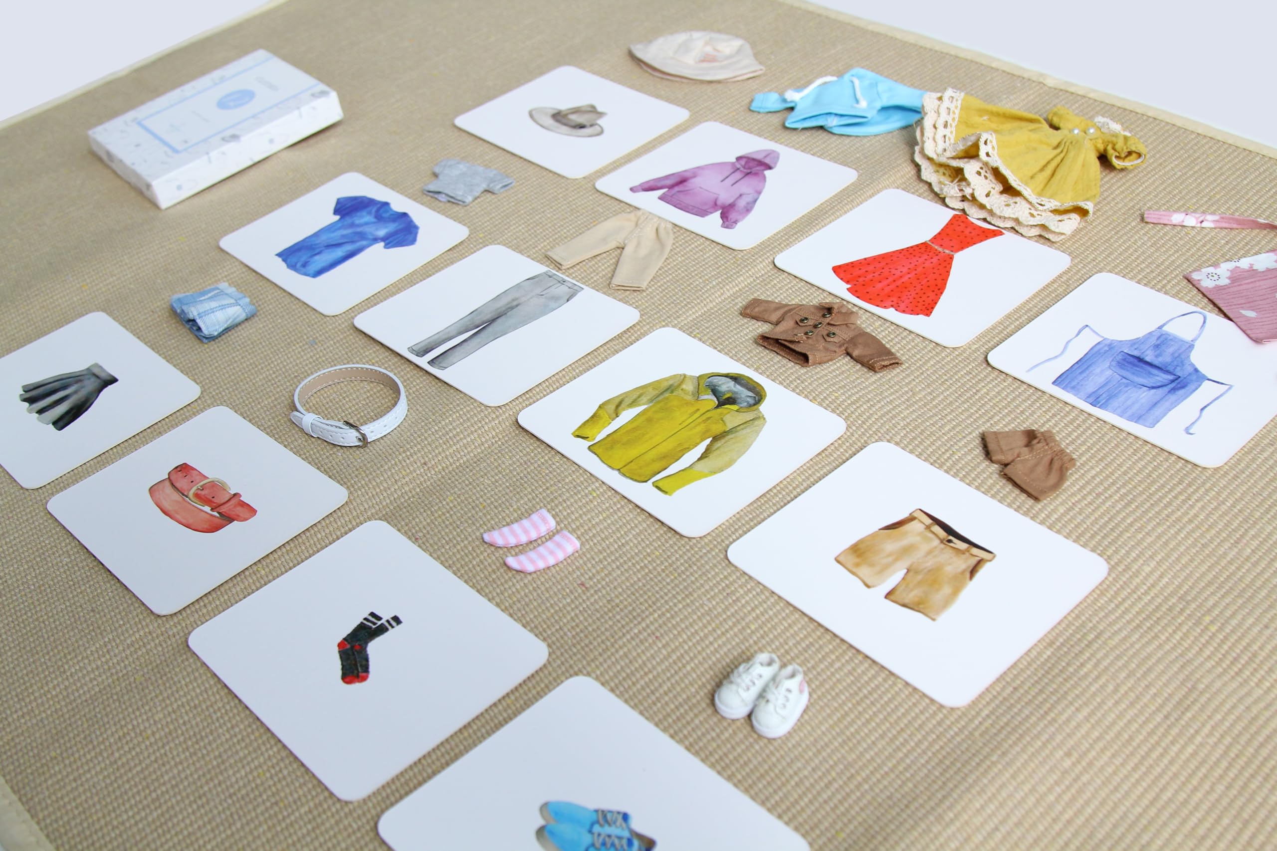 Montessori Language Materials Objects with Similar Cards 12pcs Mini Clothing Replicas with Cards - Image 5