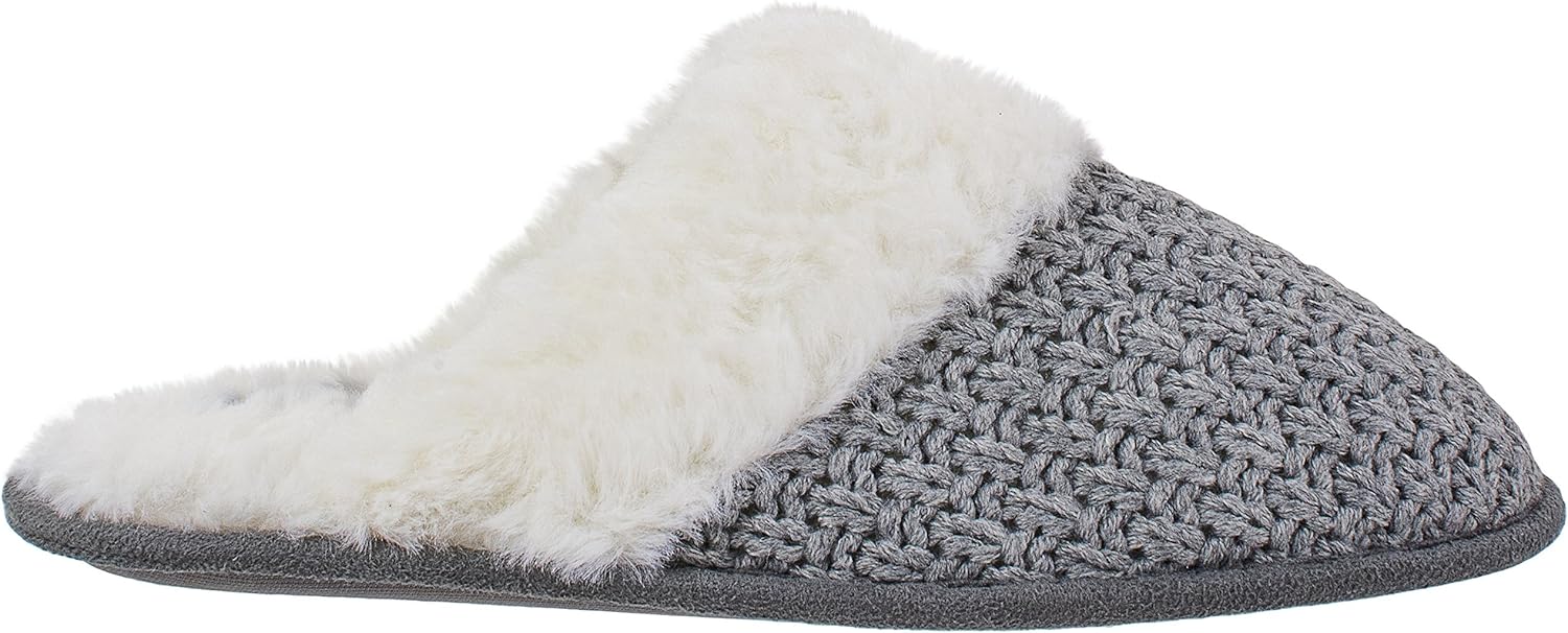 IZOD Women's Memory Foam Slippers, Casual Warm Knit Clog, House Slipper, Size Small 5-6 Grey