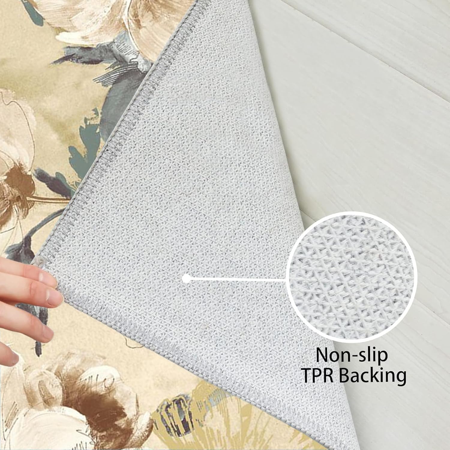 Washable 1.7x2.6 Area Rugs, Large Floral Print Rugs for Living Room Non-Slip Soft Modern Rugs for Bedroom, Accent Floor Carpet for Dining Room Entryway