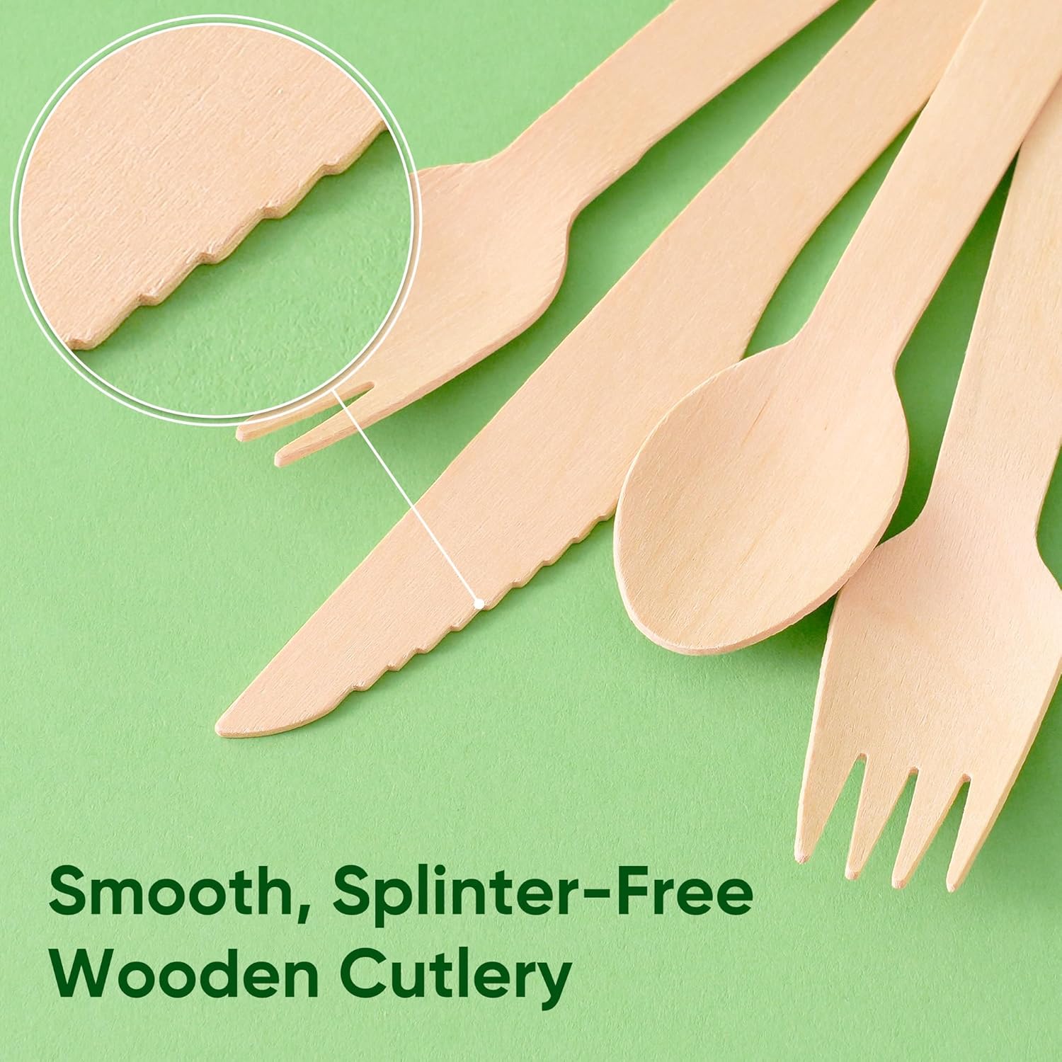 Disposable Wooden Utensils Set, Compostable Utensils, Disposable Cutlery Eco-Friendly Silverware Set for Parties, Catering, Office Lunches-360 PCS (120 Forks, 120 Spoons, 120 Knives)