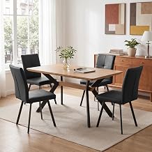 HIPIHOM 55-71" Extendable Dining Table w/ 4 Black Chairs Compact Kitchen