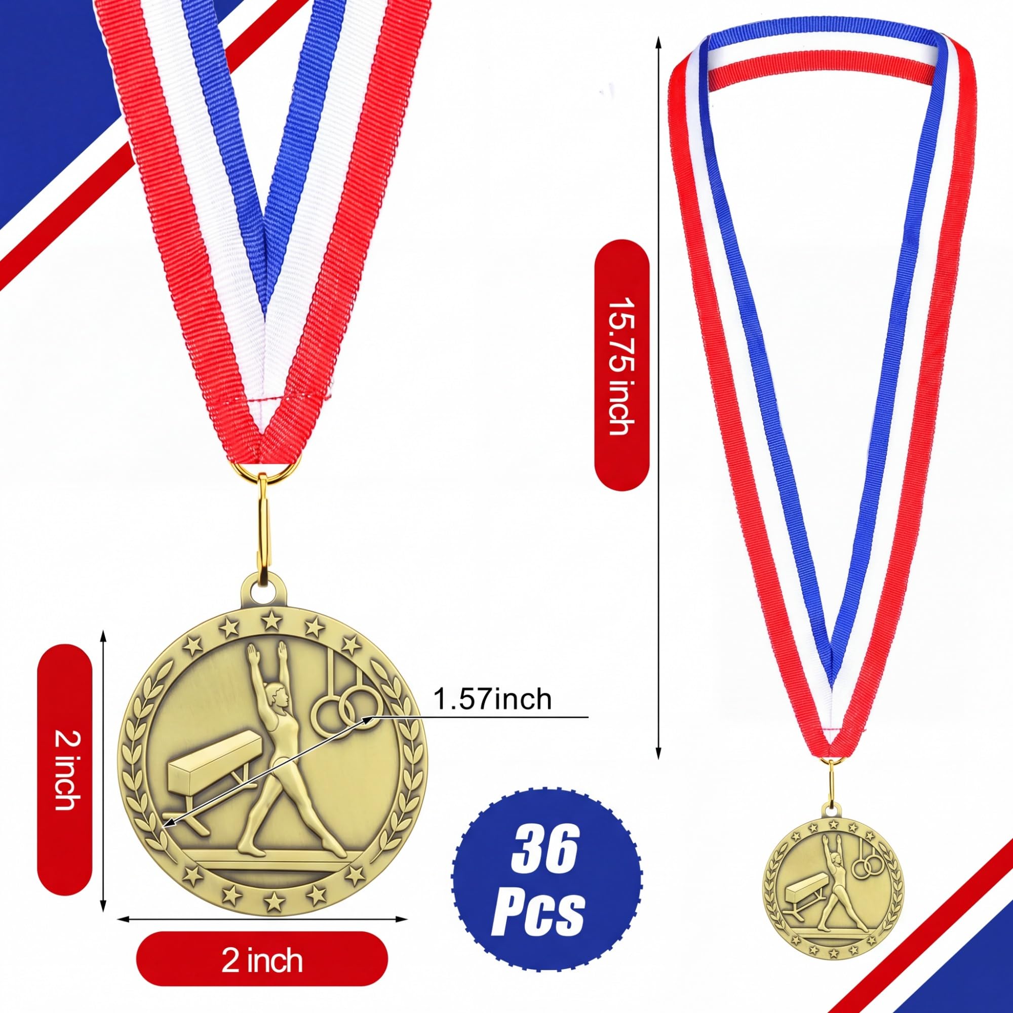 Equsion Goldmedaillen für Volleyball, Fußball, Basketball, Fußball, Baseball, Bogenschießen, Dink Ball, Cheer Track Bowling, Auszeichnungen, Medaillen mit Bändern, für Sportteilnahme, Geschenk, 36