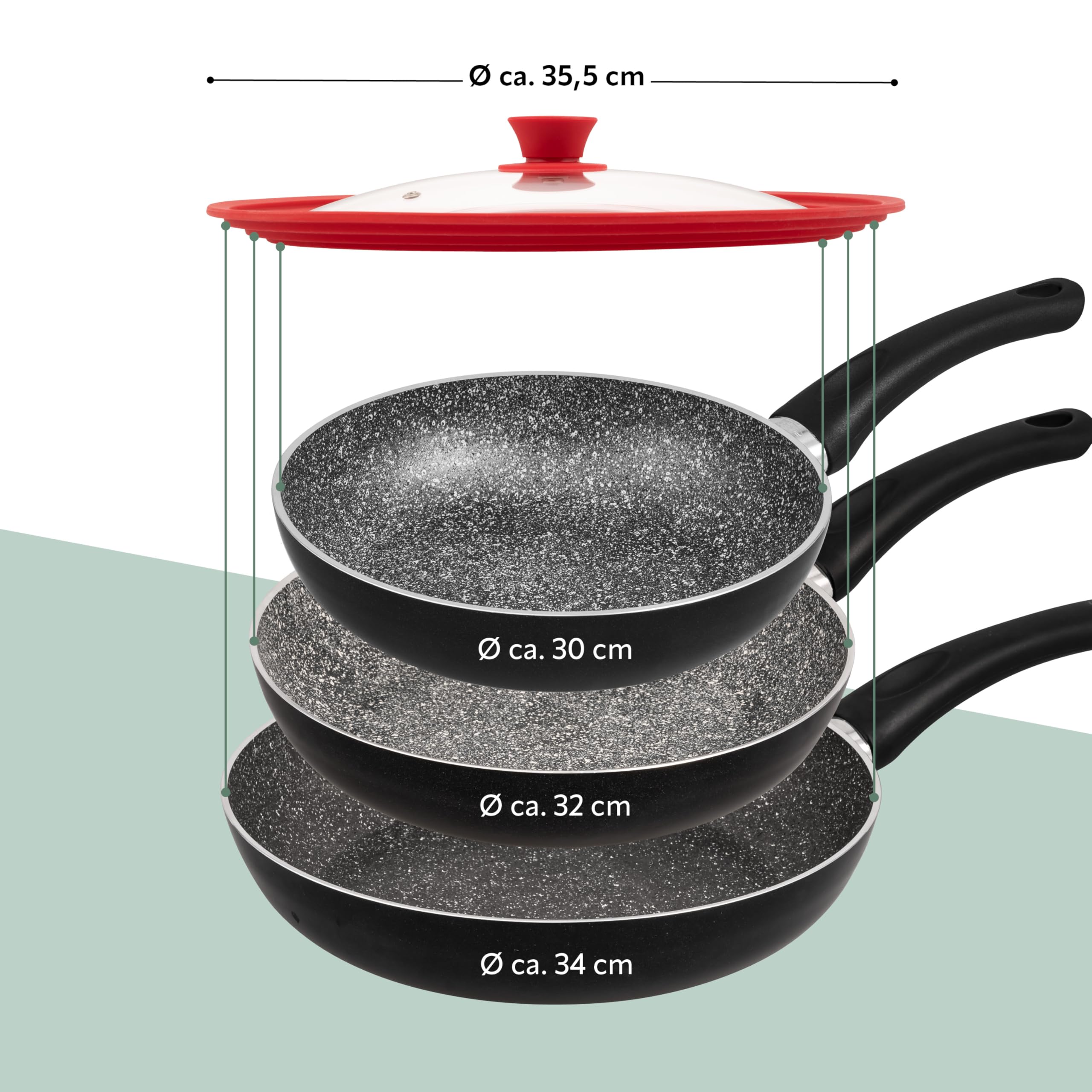 bremermann? coperchio universale con bordo in silicone, 30/32/34 cm, grande (Rosso)