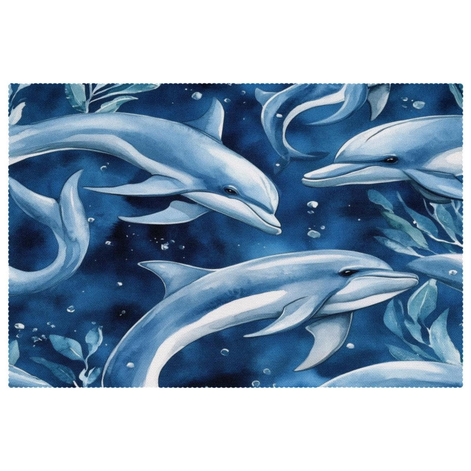 Set de table lot de 6 dauphins 30x45 cm lavables et résistants à la chaleur pour salle à manger