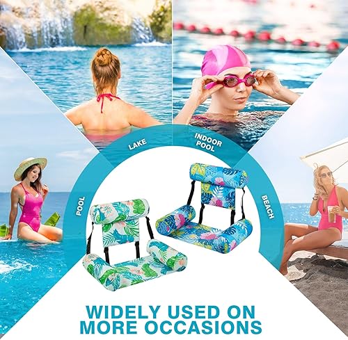 Miniatura 7 de WERNNSAI Inflatable Pool Chair Float for Adults - 2 Pack Fabric Hammock Adjustable Floating Lounge Chairs for Swimming, Beach, Lake