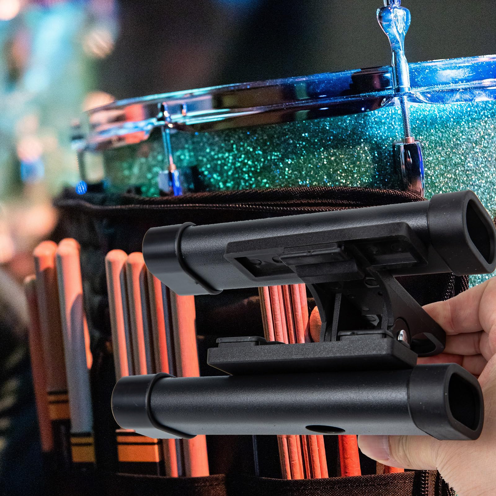 Secchio per Bacchette per Batteria in Abs Nero, Resistente All'usura Clip Grande e Stile Chic per Organizzare Bacchette e Accessori da Batteria