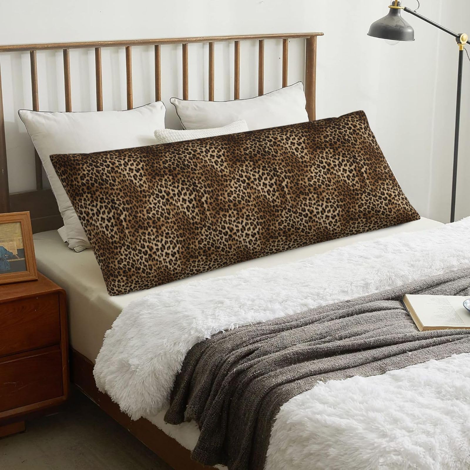 Leopard Print, Body Pillow Cover with Zipper,Long Body Pillowcase 20 x 60 in
