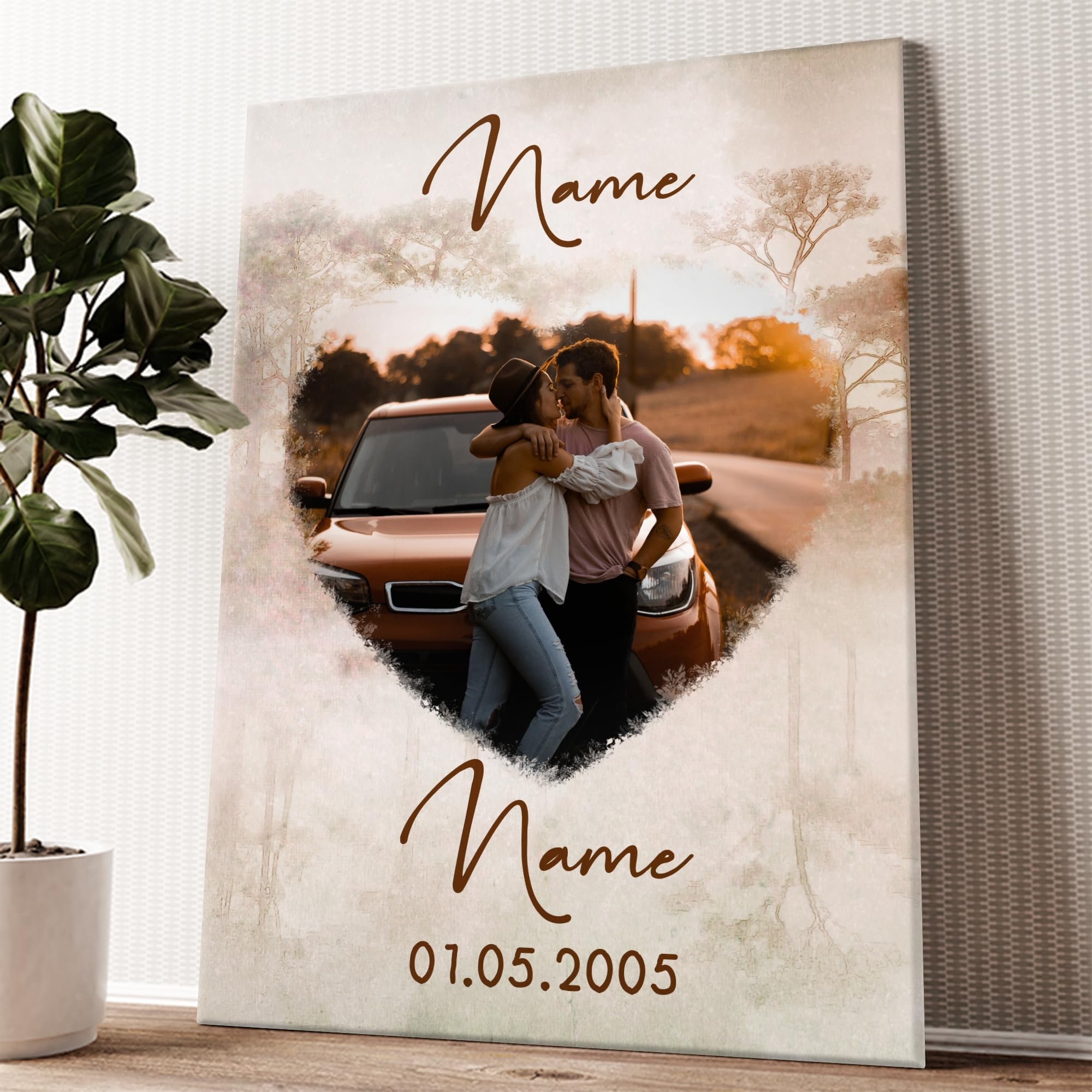 Liebesleinwand Das sind wir Leinwand | Leinwandbild mit Foto, Namen und Datum | Wandbild gestalten | Jahrestag Geschenk für Frau Freundin Mann Freund | Herzenswälder