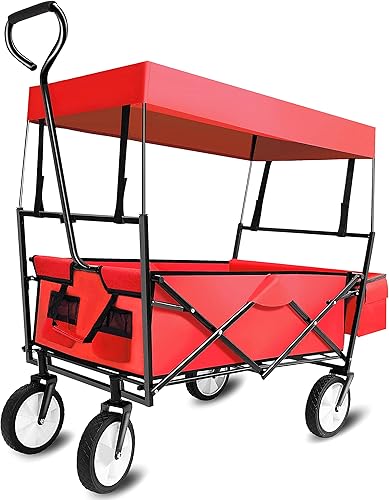 Carro plegable con ruedas carrito de playa resistente al aire libre carrito de comestibles portátil plegable con asa para campamento al aire libre