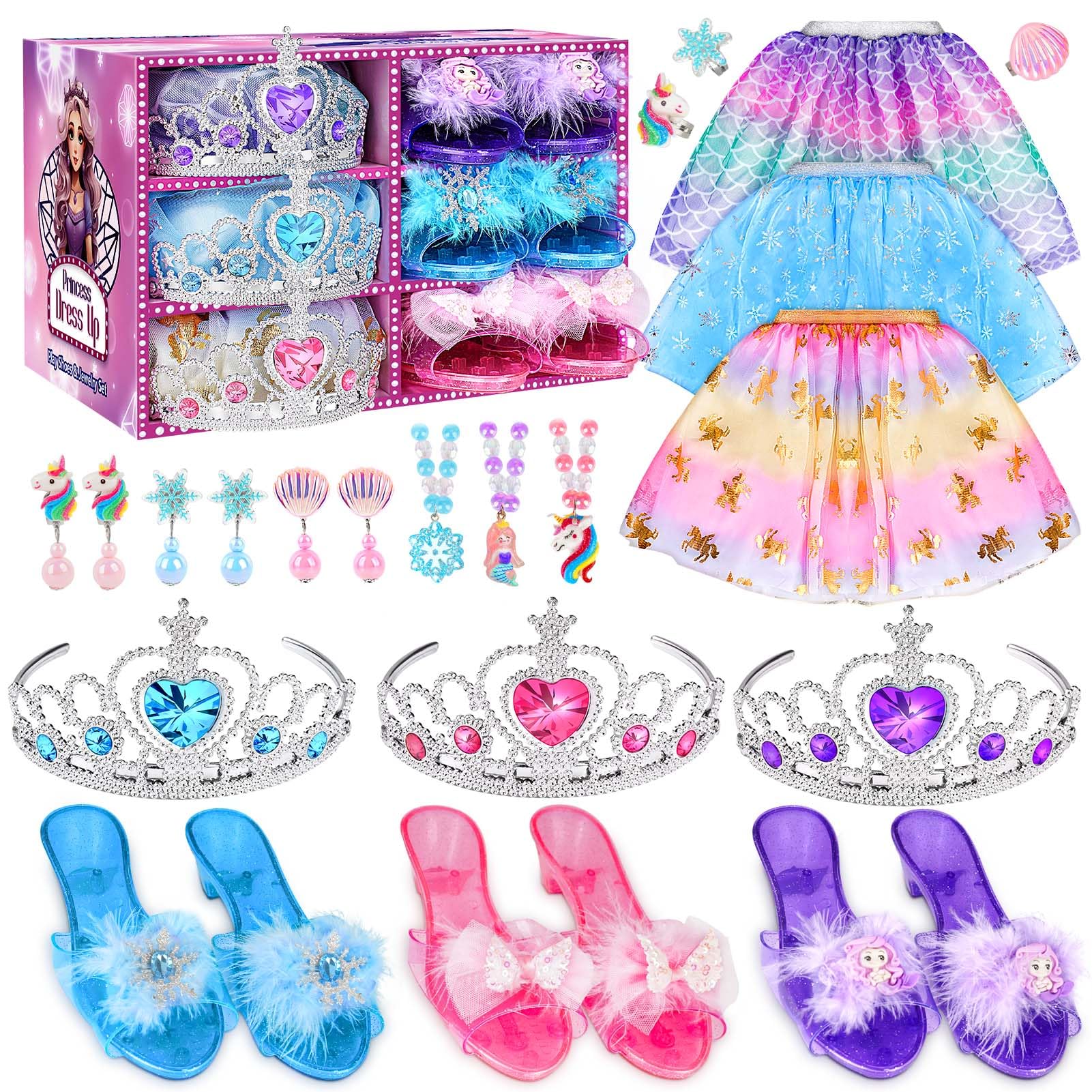 Dreamon Scarpe Principessa Bambina, Costume Principessa Bambina Vestito Carnevale Vestiti Adatto per 3 4 5 6 Anni Regali Halloween Natale