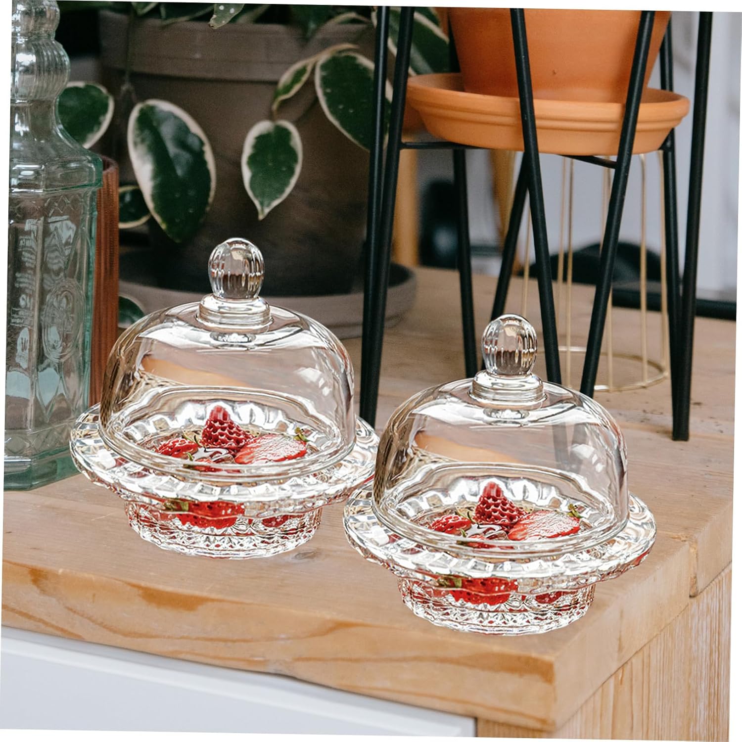 STOBAZA Glass Dessert Serving Bowl with Lid Multifunctional Kitchen Bowl for Rice Fruit and Syrup Resistant for Family and Hotel Use