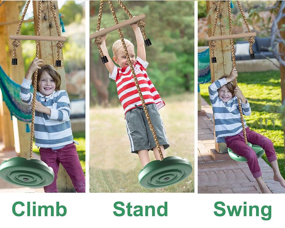 Play Day Rope Swing, Outdoor Adjustable Nylon Rope Disc Swing, Swing