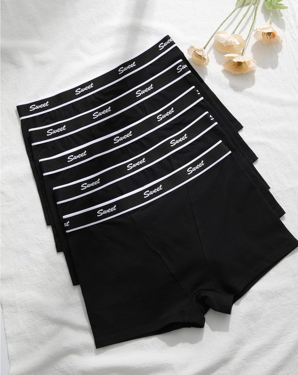 LEVAO Cotton Boy Shorts Underwear for Women High-waisted Full Coverage Boxer Briefs Panties 5 Pack S-XXL - Image 2