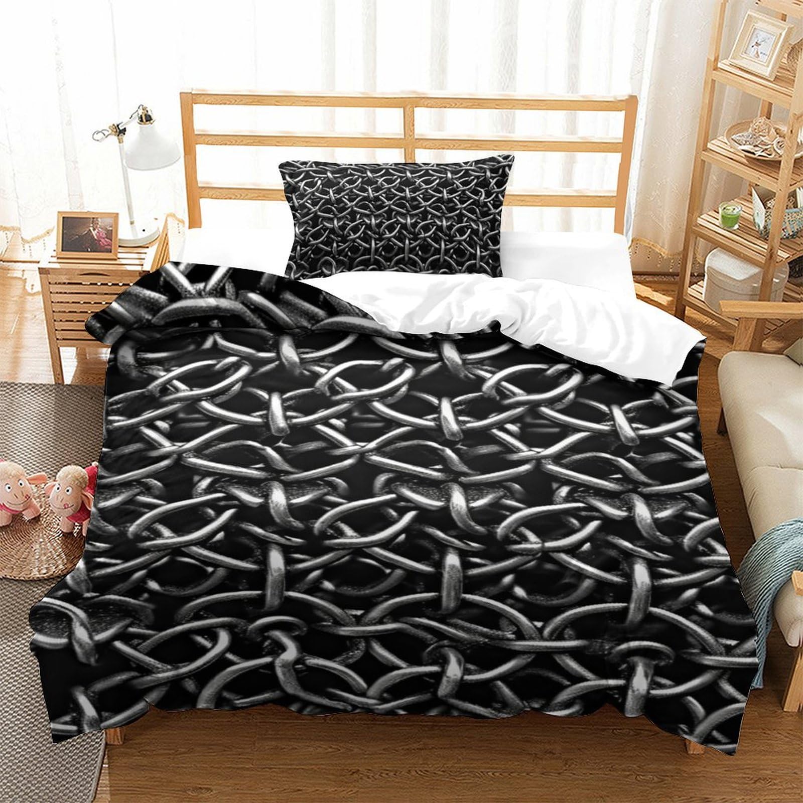 Housses de couettes 3 pièces à rayures pour une chambre d'ado moderne et accueillante