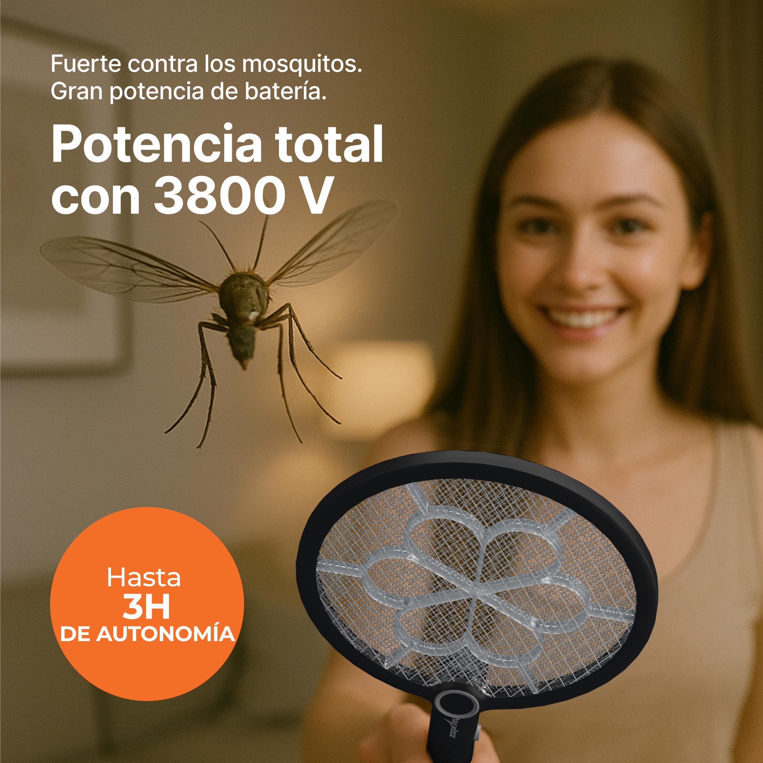 RAPIZZ Raqueta Matamoscas Electrica Recargable - Función 3 en 1 & Incl. Matamoscas I Electric Mosquito Killer Mata Moscas Electrico para Mosquitos Raqueta Antimosquitos Fly Killer Eléctrica