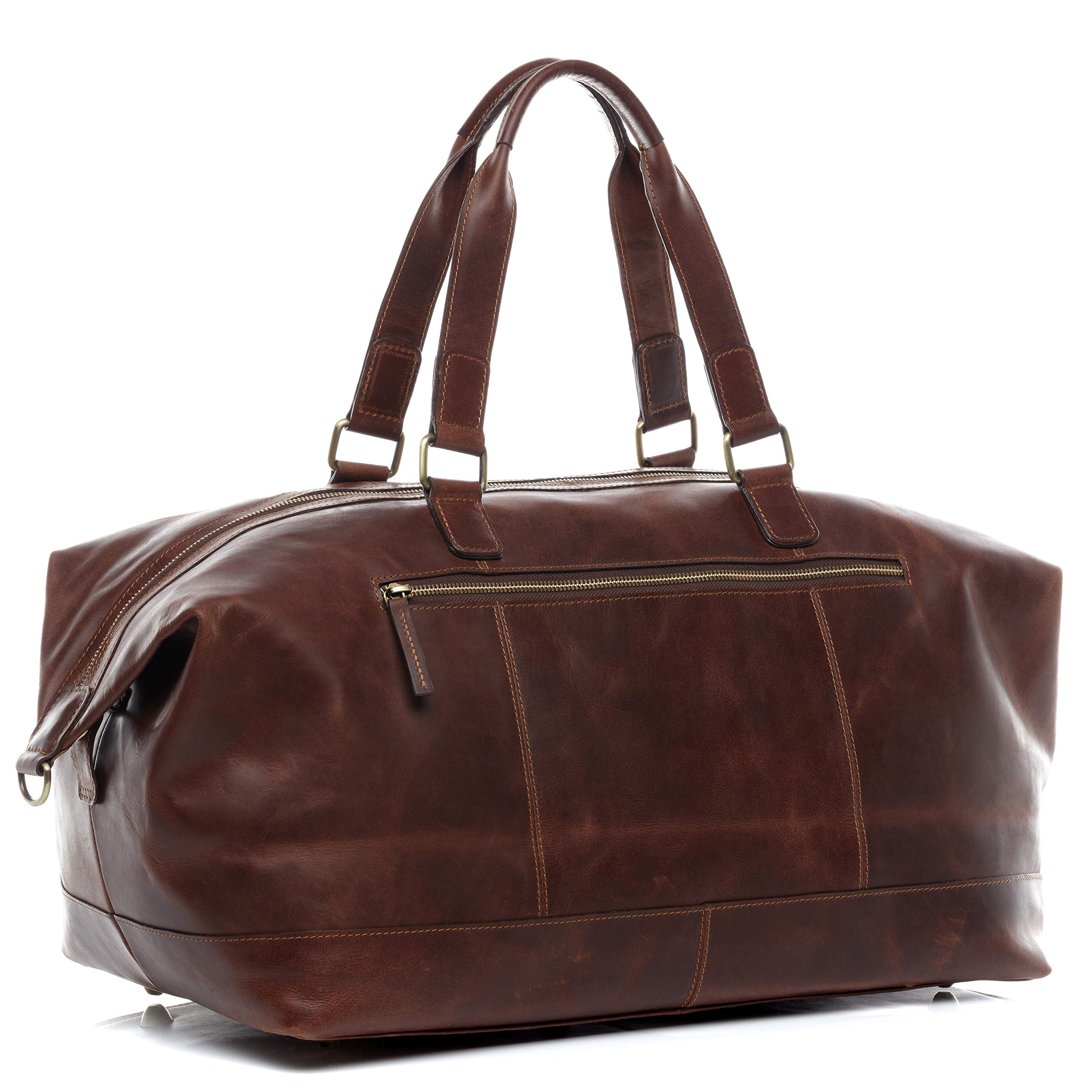 SID & VAIN® Bolsa de Viaje tamaño Grande Logan Bolso de Deporte Fin de Semana Maletín Weekender Equipaje de Mano Cabina Piel marrón