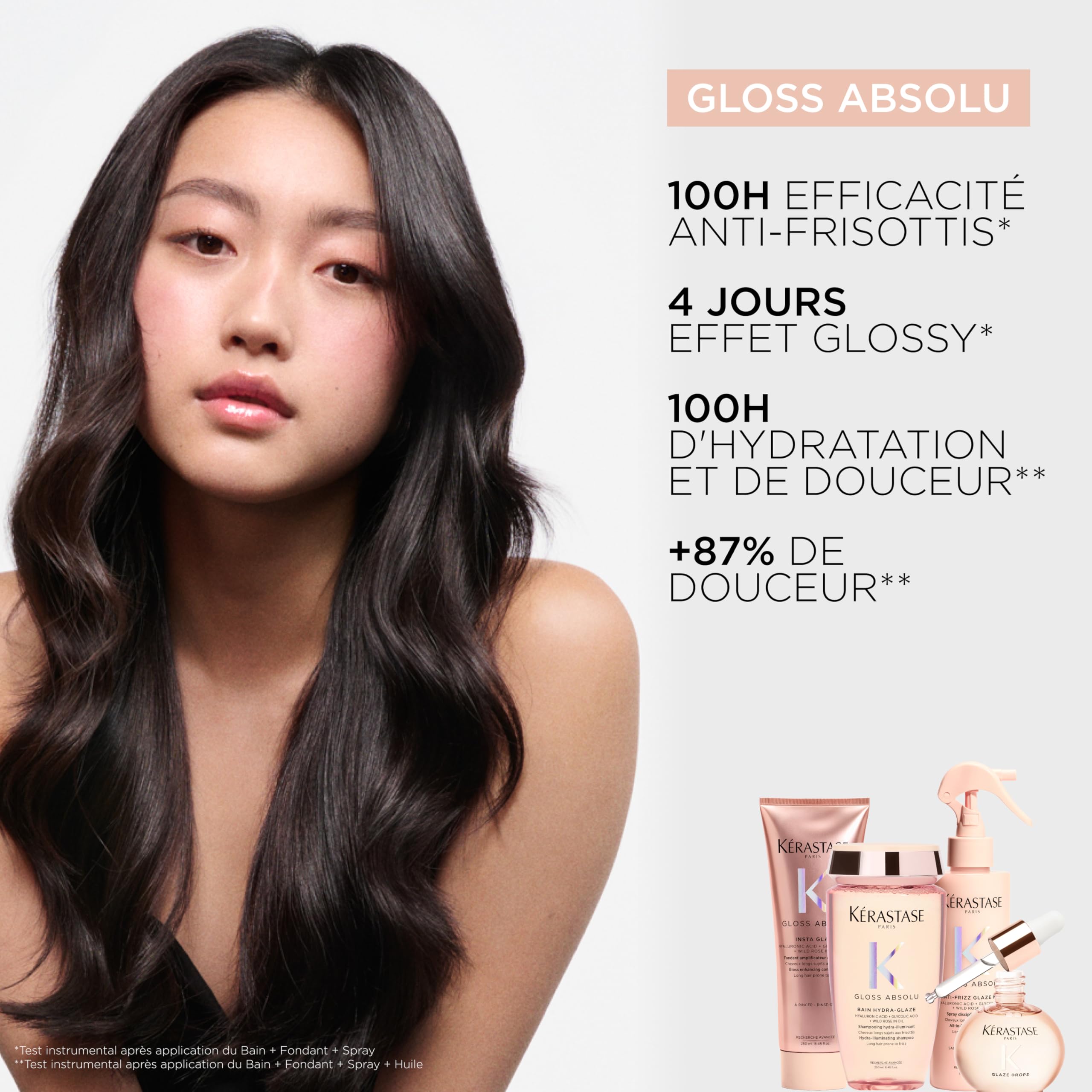 KERASTASE Gloss Absolu - Duo Shampoing Bain Hydra-Glaze 250 ml + Huile Glaze Drops 45 ml - Hydrate, Adoucit & Discipline - Légèreté Aérienne - Effet Ultra-Glossy - Cheveux Longs Sujets aux Frisottis