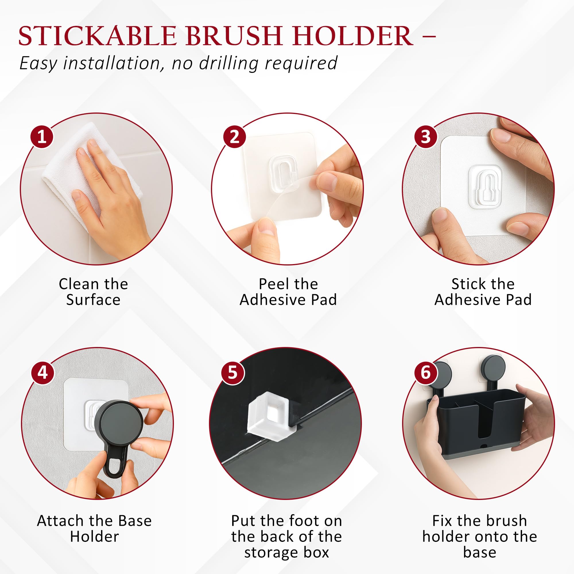 Toothpaste & Brush Holders - Wall Mounted Organizer -6