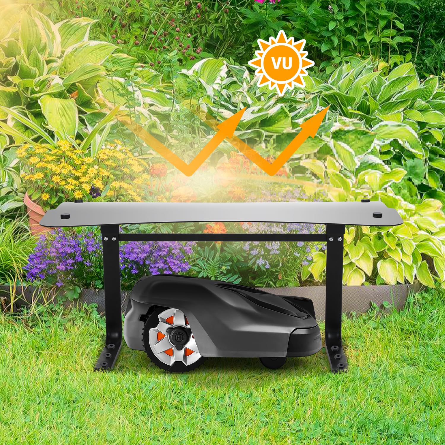 Eulenke Mähroboter Garage ABS Kunststoff Carport Witterungsbeständig UV Schutz faltbares Dach Schwarz