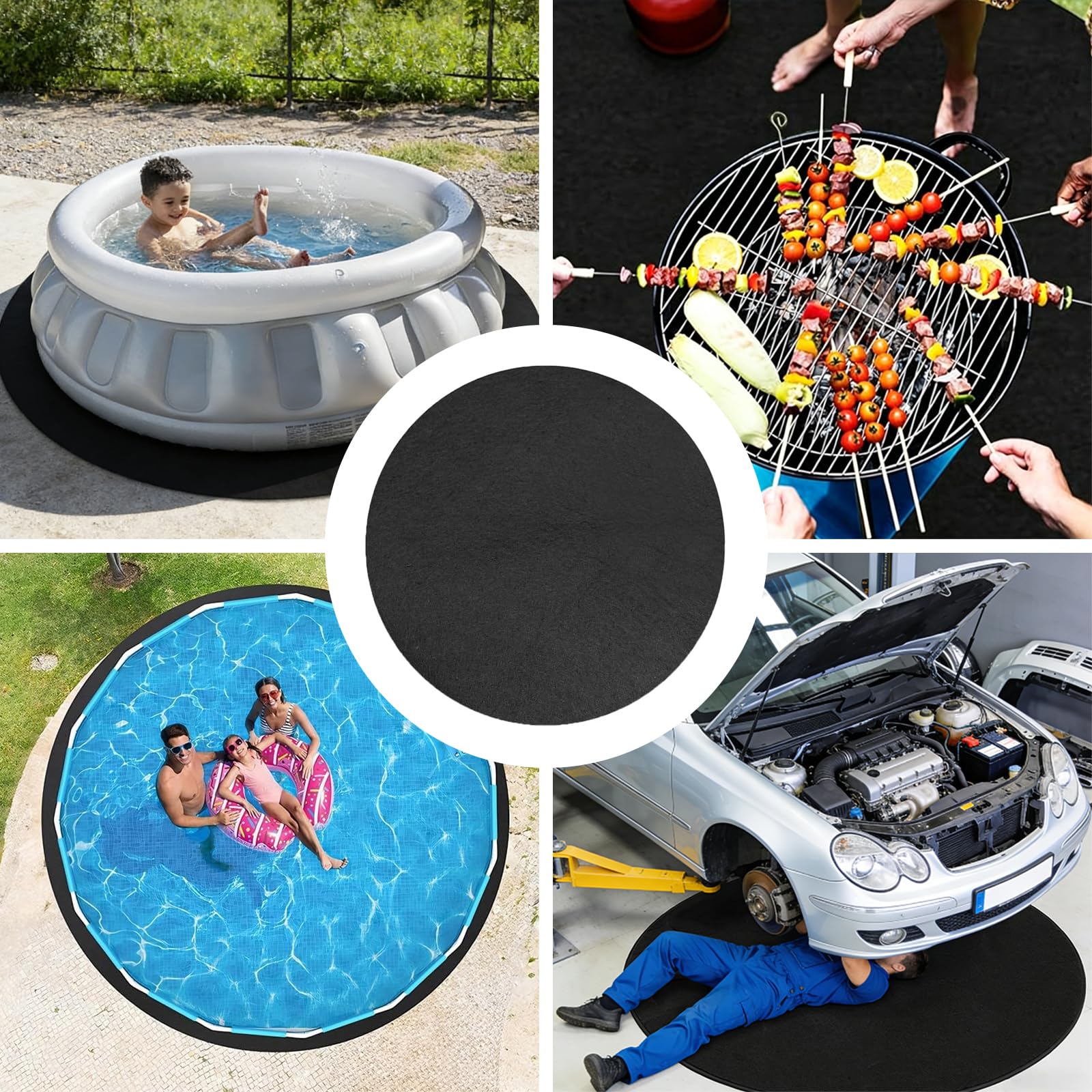 Tapis De Sol Rond pour Piscine – sous-Couche De Protection en Feutre pour Piscine Hors-Sol, Tapis De Protection Antiperforation pour Spa Gonflable Et Pataugeoire, Protection De Fond Résistante