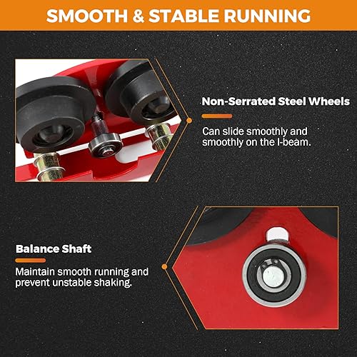 Miniatura 3 de BEAMNOVA Carro manual para I-Beam con brida ancha de 1.57-4.64 pulgadas, para elevación eléctrica PA200 PA250 PA300 PA400 PA500, resistente, 4