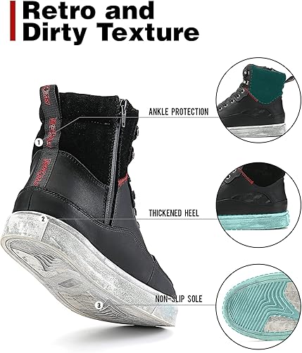 Miniatura 4 de BORLENI Zapatos de motocicleta para hombre, transpirables, protectores, reforzados con cremallera lateral, soporte para el tobillo, suela