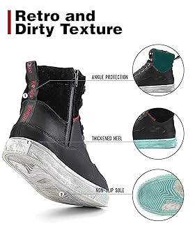 Amazon.com: BORLENI Cowhide Leather Motorcycle Shoes for Men