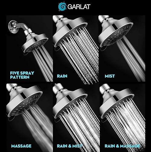 Miniatura 9 de Cabezal de ducha de alta presión Duchas de Baños ajustable de 5 ajustes multifuncional