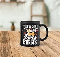 Vista 3 de Just A Girl Who Loves Corgis - Taza de cerámica de 11 onzas, bonita taza de té de café con perro Corgi, decoración de oficina para el hogar