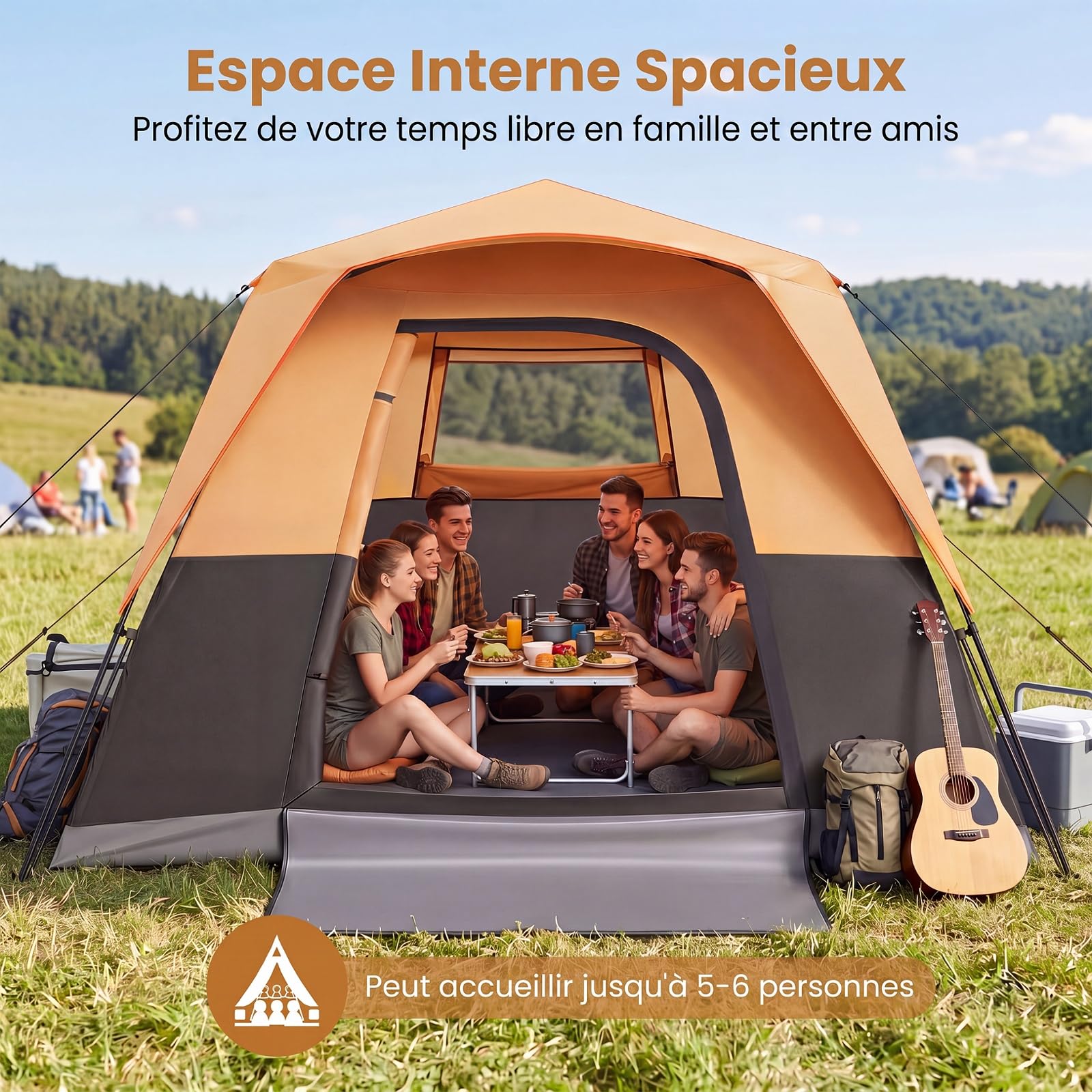 COSTWAY Tente de Camping 6 Personnes Occultante Imperméable
