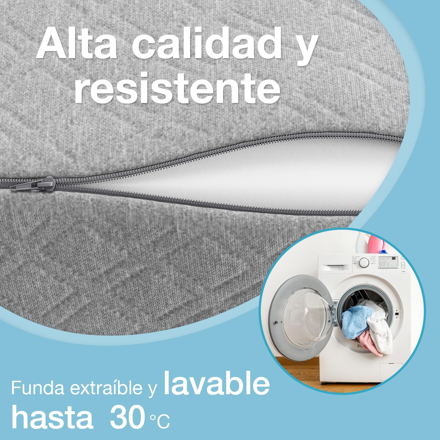 ELONEO Almohada de Piernas - Cojín de Soporte en Cuña para Cama con Espuma Viscoelástica, Elevador para Piernas Cansadas, Funda Jacquard Lavable, 68x40x16 cm, Gris