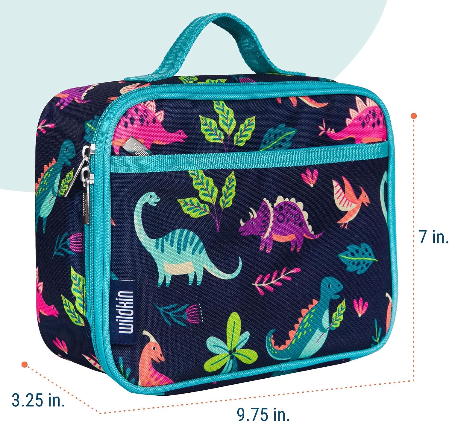 Wildkin Kids Insulated Lunch Box, Keeps Food Hot or Cold, BPA-Free with Mesh Pockets & Easy-Clean Lining – Ideal for School, Travel & Daycare – Dino Pals