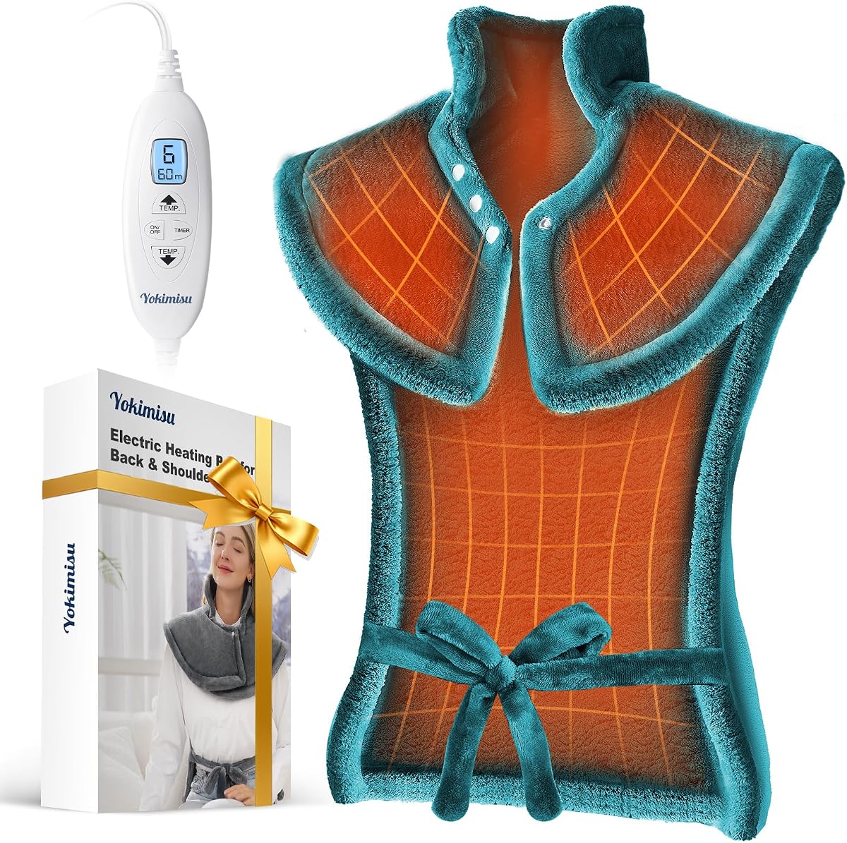 Premium Heating Pad for Neck, Shoulders and Back Pain Relief, 2.5lb Weighted Large 24"x33" Wearable Electric Heating Pad, Fast Heating, ETL Certified, Gift for Women and Men, Ideal for Mom & Dad