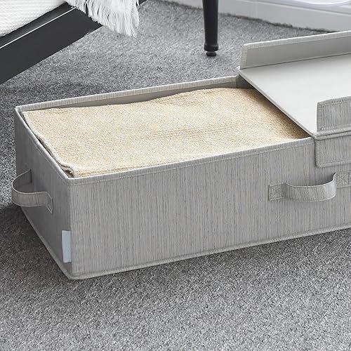 Miniatura 4 de Sukkiri Underbed Storage Bin with Flid-Top Lid, Large Foldable Fabric Organizer for Closet, Blankets, Clothes & Bedding,Gray