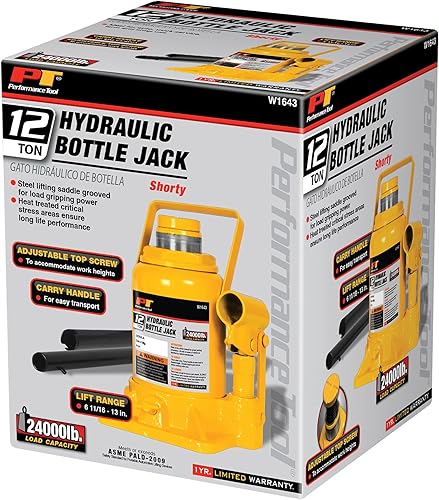 Miniatura 9 de Performance Tool W1636 hidráulico de 30 toneladas (60,000 libras) Gato hidráulico de botella resistente, rango 11 14 pulgadas a 18 14 pulgadas