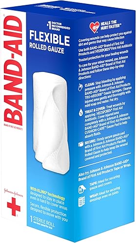 Miniatura 4 de Band Aid Brand of First Aid Products - Apósito de gasa enrollada flexible para cuidado de heridas menores, acolchado suave y absorción instantánea,