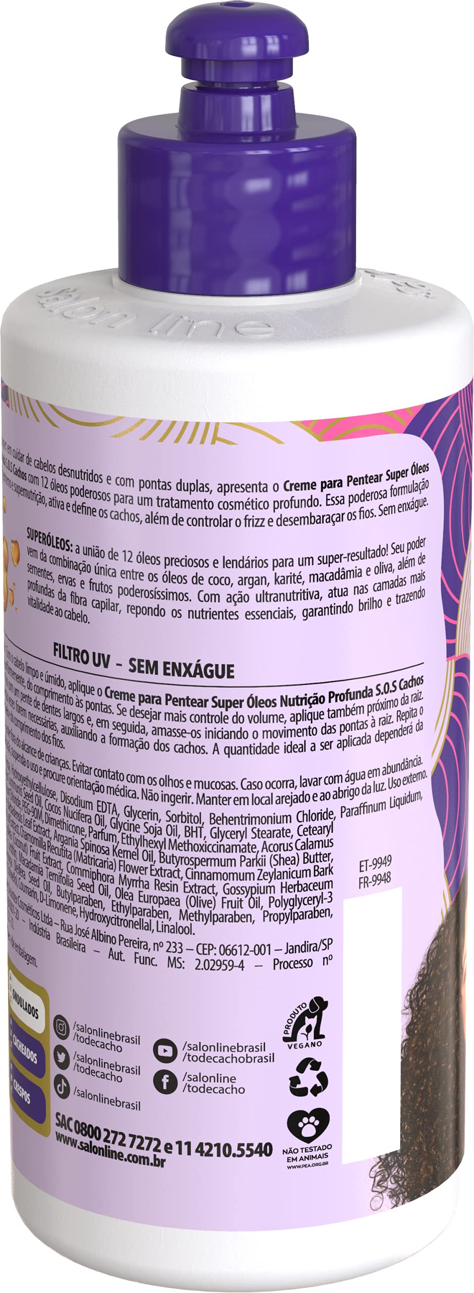 Linha Tratamento Sos Cachos Salon Line Creme Para Pentear Super Oleos Nutritivo 300 Ml Salon Line Treatment Sos Curls Collection Nourishing Super Oils Combing Cream 10 14 Fl Oz Buy