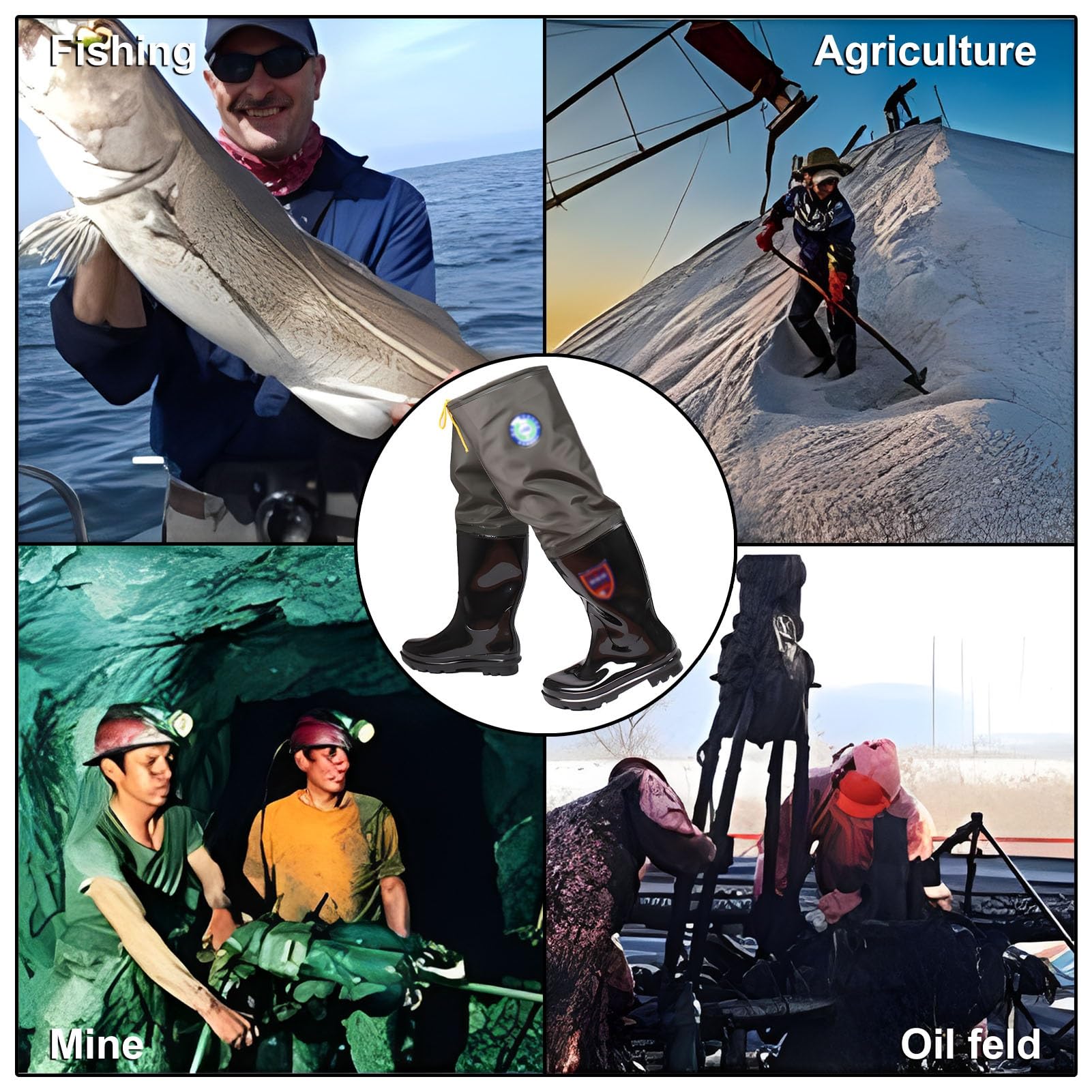 Waders hip Wader da Pesca In PVC A 2 Strati, Stivali da Pesca Con Suola Spessa Oxford, Realizzati Per Durare, Per La Caccia Nelle Paludi E Nella Sabbia