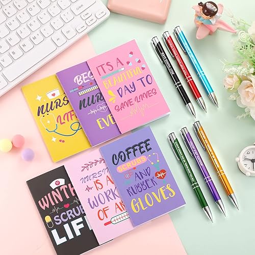Miniatura 4 de Juego de 24 bolígrafos para enfermera, regalos para enfermera, mini diarios para enfermera, cuaderno de enfermería, bolígrafos motivacionales para