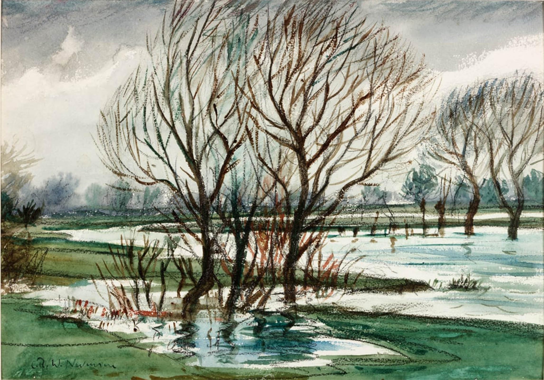 SERENDIPITP Abstract Painting Mural Print Picture Wall Decor Painting Willows by Christopher Richard Wynne Nevinson Vintage Wall Artwork for Home Decor 60x90cm