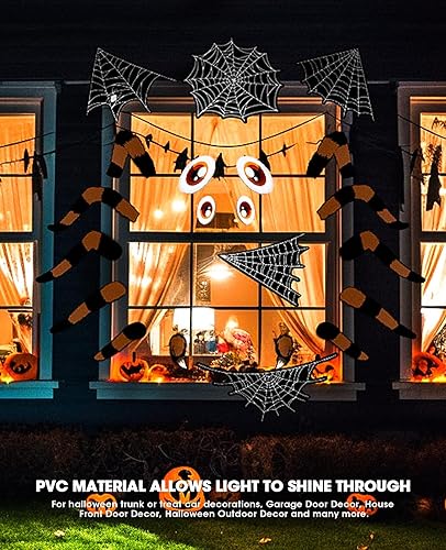 Miniatura 3 de ANZOME Decoración de cara de monstruo para maletero de automóvil, decoración de arco de araña de Halloween con ojos grandes, colmillos, piernas,